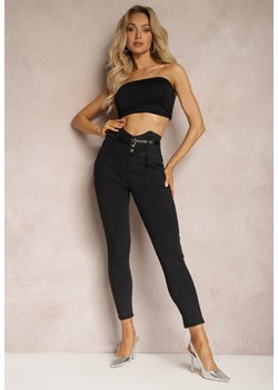 Czarne Jeansy z Talią Paper Bag Loreleisa ze sklepu Renee odzież w kategorii Spodnie damskie - zdjęcie 170404318