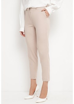 Beżowe Eleganckie Spodnie Cygaretki z Wysoką Talią Sinvara ze sklepu Born2be Odzież w kategorii Spodnie damskie - zdjęcie 170404739