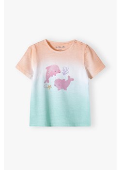 Bawełniany kolorowy t-shirt niemowlęcy z delfinami ze sklepu 5.10.15 w kategorii Koszulki niemowlęce - zdjęcie 170405097