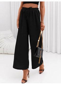 Czarne spodnie z szerokimi nogawkami Lauraine - czarny ze sklepu pakuten.pl w kategorii Spodnie damskie - zdjęcie 170405358