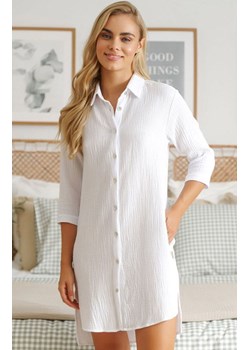 Doctor Nap muślinowa koszula nocna rozpinana na całej długości TM.5316, Kolor biały, Rozmiar S/M, Doctor Nap ze sklepu Intymna w kategorii Koszule nocne - zdjęcie 170406467
