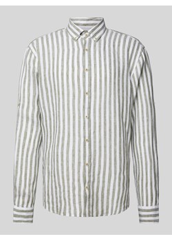 Koszula lniana o kroju modern fit z kołnierzykiem typu button down model ‘Dirk’ ze sklepu Peek&Cloppenburg  w kategorii Koszule męskie - zdjęcie 170406747