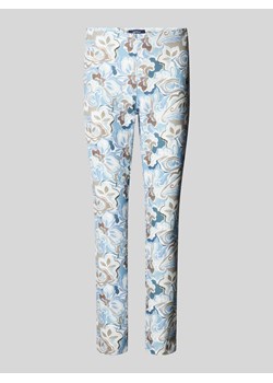 Spodnie materiałowe o kroju slim fit z kwiatowym wzorem na całej powierzchni model ‘ZENE14’ ze sklepu Peek&Cloppenburg  w kategorii Spodnie damskie - zdjęcie 170407519