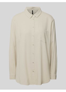 Bluzka z mieszanki wiskozy i lnu w jednolitym kolorze ze sklepu Peek&Cloppenburg  w kategorii Bluzki damskie - zdjęcie 170407746