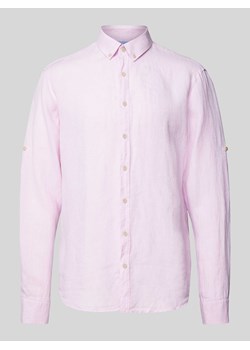 Koszula lniana o kroju modern fit z kołnierzykiem typu button down model ‘Dirk’ ze sklepu Peek&Cloppenburg  w kategorii Koszule męskie - zdjęcie 170409357