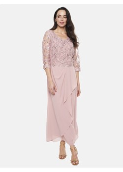 Różowa długa sukienka z koronką Potis & Verso Julita ze sklepu Eye For Fashion w kategorii Sukienki - zdjęcie 170411486