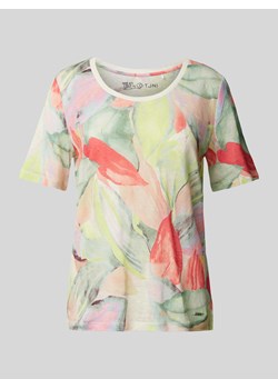 T-shirt lniany z kwiatowym nadrukiem na całej powierzchni model ‘Esra’ ze sklepu Peek&Cloppenburg  w kategorii Bluzki damskie - zdjęcie 170413936