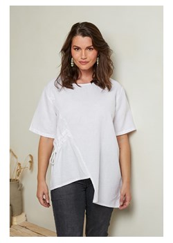 Curvy Lady Lniana koszulka w kolorze białym ze sklepu Limango Polska w kategorii Bluzki damskie - zdjęcie 170414506