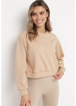 Beżowa Bawełniana Bluza Oversize o Krótszym Kroju Vesperana ze sklepu Born2be Odzież w kategorii Bluzy damskie - zdjęcie 170422207
