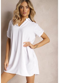 Biała Bluzka Tunika z Kołnierzykiem o Pudełkowym Fasonie z Kieszonkami Zonkia ze sklepu Renee odzież w kategorii Sukienki - zdjęcie 170423007