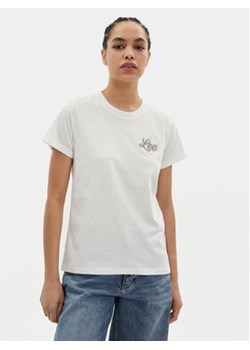 Lee T-Shirt Small Logo 112350196 Écru Regular Fit ze sklepu MODIVO w kategorii Bluzki damskie - zdjęcie 170424855