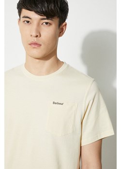 Barbour t-shirt bawełniany męski kolor beżowy gładki ze sklepu ANSWEAR.com w kategorii T-shirty męskie - zdjęcie 170426989