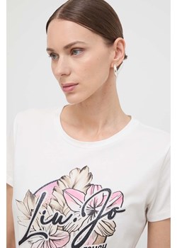 Liu Jo t-shirt damski kolor beżowy ze sklepu ANSWEAR.com w kategorii Bluzki damskie - zdjęcie 170427406