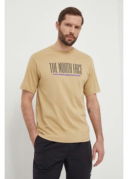 The North Face t-shirt bawełniany męski kolor beżowy z nadrukiem NF0A87E7LK51 ze sklepu ANSWEAR.com w kategorii T-shirty męskie - zdjęcie 170427468