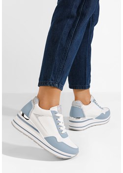 Niebieskie sneakersy na koturnie Bienna ze sklepu Zapatos w kategorii Buty sportowe damskie - zdjęcie 170428148