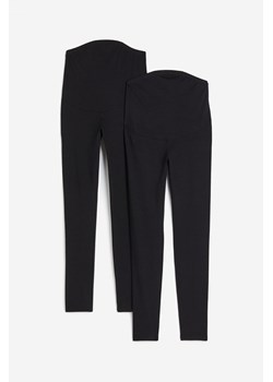 H & M - MAMA Dżersejowe legginsy 2-pak - Czarny ze sklepu H&M w kategorii Spodnie ciążowe - zdjęcie 170430246