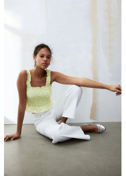 H & M - Szerokie spodnie z diagonalu - Biały ze sklepu H&M w kategorii Spodnie damskie - zdjęcie 170430329