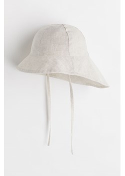 H & M - Lniana czapka przeciwsłoneczna - Beżowy ze sklepu H&M w kategorii Czapki dziecięce - zdjęcie 170430337