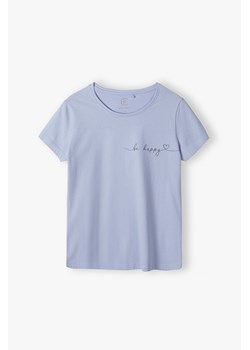 T-shirt damski bawełniany niebieski z napisem - Be happy ze sklepu 5.10.15 w kategorii Bluzki damskie - zdjęcie 170431135