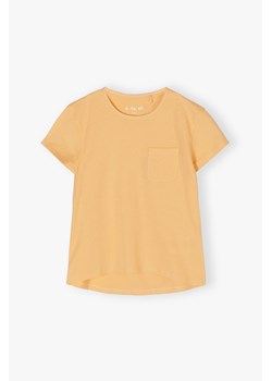 Pomarańczowa koszulka dla dziewczynki z dłuższym tyłem ze sklepu 5.10.15 w kategorii Bluzki dziewczęce - zdjęcie 170431156