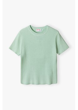 Zielony t-shirt dziewczęcy w prążki - Lincoln&Sharks ze sklepu 5.10.15 w kategorii Bluzki dziewczęce - zdjęcie 170431206