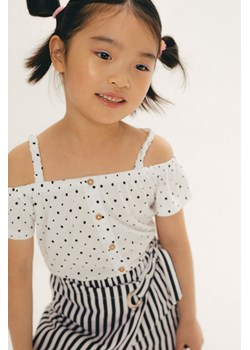 Biały t-shirt bawełniany dla dziewczynki w kropki ze sklepu 5.10.15 w kategorii Bluzki dziewczęce - zdjęcie 170431365