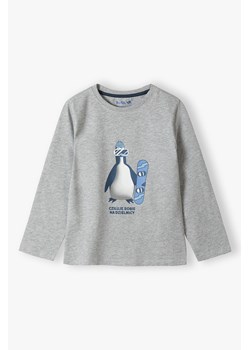 Szara bluzka dzianinowa chłopięca- pingwin ze sklepu 5.10.15 w kategorii T-shirty chłopięce - zdjęcie 170431369