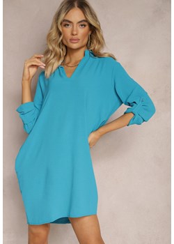 Niebieska Rozkloszowana Sukienka Koszulowa Kloeria ze sklepu Renee odzież w kategorii Sukienki - zdjęcie 170440556