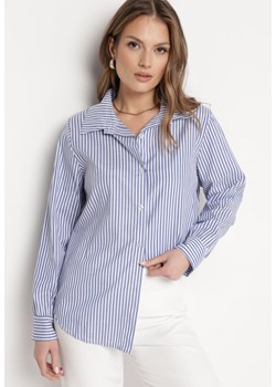Granatowa Klasyczna Koszula w Paski Dettiana ze sklepu Born2be Odzież w kategorii Koszule damskie - zdjęcie 170440968