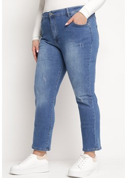 Niebieskie Jeansy o Fasonie Regular z Bawełny Celinara ze sklepu Born2be Odzież w kategorii Jeansy damskie - zdjęcie 170441085