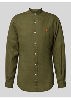 Koszula lniana o kroju slim fit ze stójką ze sklepu Peek&Cloppenburg  w kategorii Koszule męskie - zdjęcie 170442318