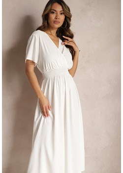 Biała Rozkloszowana Sukienka Długa o Kopertowym Kroju Alarava ze sklepu Renee odzież w kategorii Sukienki - zdjęcie 170444495