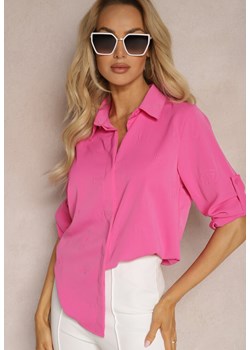 Różowa Koszula o Klasycznym Fasonie w Delikatny Geometryczny Print Jalianes ze sklepu Renee odzież w kategorii Koszule damskie - zdjęcie 170444525