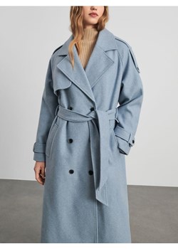 Sinsay - Płaszcz z paskiem - błękitny ze sklepu Sinsay w kategorii Płaszcze damskie - zdjęcie 170447607