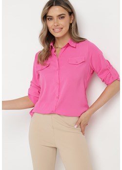 Różowa Klasyczna Koszula z Imitacją Kieszeni i Ozdobnymi Tłoczeniami Lallama ze sklepu Born2be Odzież w kategorii Koszule damskie - zdjęcie 170448528