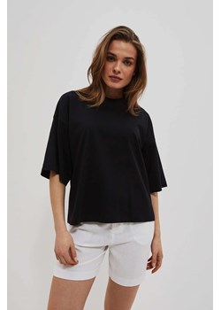 T-shirt oversize z krótkimi rękawami i okrąłym dekoltem czarny ze sklepu Moodo.pl w kategorii Bluzki damskie - zdjęcie 170453397