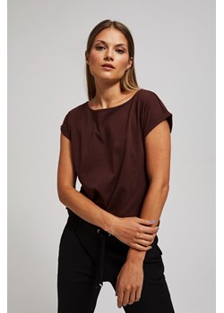 Bawełniany t-shirt brązowy ze sklepu Moodo.pl w kategorii Bluzki damskie - zdjęcie 170454398