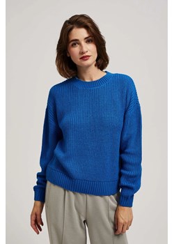 Sweter z okrągłym dekoltem lazurowy ze sklepu Moodo.pl w kategorii Swetry damskie - zdjęcie 170454465