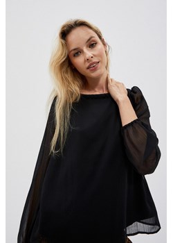 Koszula z bufiastymi rękawami i wiązaniem z tyłu czarna ze sklepu Moodo.pl w kategorii Bluzki damskie - zdjęcie 170455138