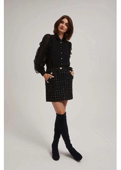 Spódnica w tweedowym stylu z ozdobnymi guzikami czarna ze sklepu Moodo.pl w kategorii Spódnice - zdjęcie 170457616