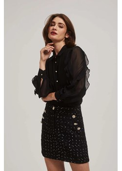 Koszula z falbanami na rękawach czarna ze sklepu Moodo.pl w kategorii Koszule damskie - zdjęcie 170459025