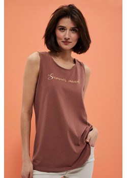 Koszulka z metalicznym nadrukiem czekoladowa ze sklepu Moodo.pl w kategorii Bluzki damskie - zdjęcie 170461227