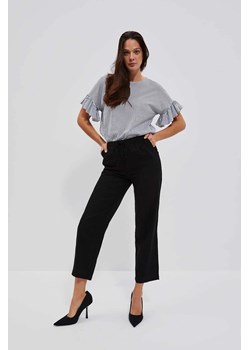 Lniane spodnie z prostą nogawką czarne ze sklepu Moodo.pl w kategorii Spodnie damskie - zdjęcie 170461555