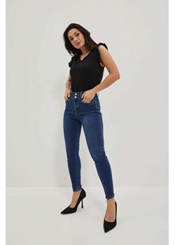 Jeansy skinny z kieszeniami ciemnoniebieskie ze sklepu Moodo.pl w kategorii Jeansy damskie - zdjęcie 170461767