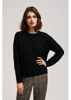 Sweter z ozdobnym splotem  długimi rękawami czarny ze sklepu Moodo.pl w kategorii Swetry damskie - zdjęcie 170463579