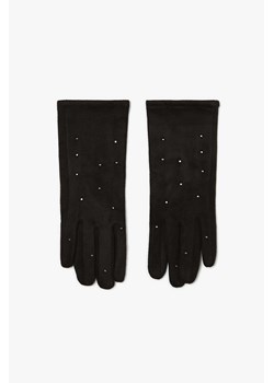 Rękawiczki z dżetami zamszowe czarne ze sklepu Moodo.pl w kategorii Rękawiczki damskie - zdjęcie 170463935