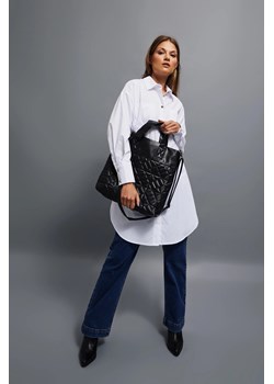 Pikowana torba na ramię ze skóry ekologicznej czarna ze sklepu Moodo.pl w kategorii Torby Shopper bag - zdjęcie 170464417