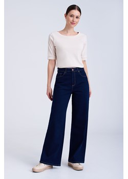 Spodnie jeansowe damskie z wysokim stanem granatowe ze sklepu 5.10.15 w kategorii Jeansy damskie - zdjęcie 170469955