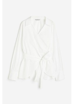 H & M - Kopertowa bluzka z paskiem - Biały ze sklepu H&M w kategorii Bluzki damskie - zdjęcie 170473848