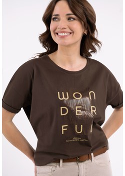 Luźna koszulka z napisem, Comfort Fit, T-WONDERFUL ze sklepu Volcano.pl w kategorii Bluzki damskie - zdjęcie 170476486